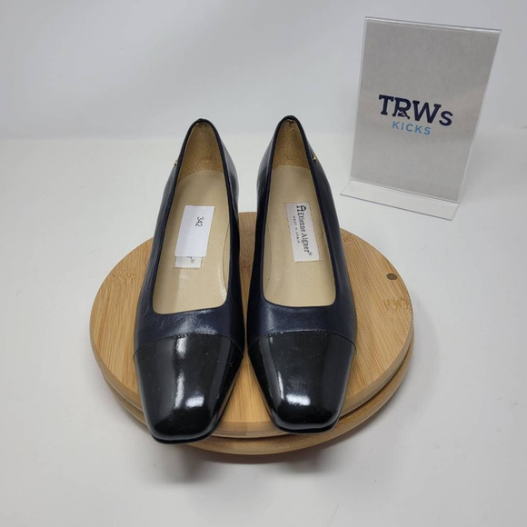Etienne Aigner Shoes - Etienne Aigner Womens Siena Classic Pump Block Heels Shoes Blue Leather 8.5 N